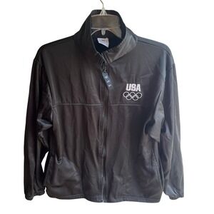 USA Olympic‎ Committee Black Full Zip Jacket Womens Size Medium Track Jacket
